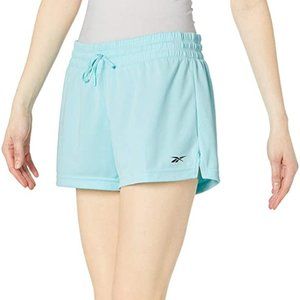 🆕Reebok Women's Training Essentials Workout Knit Poly Shorts, Blue Digital Glow
